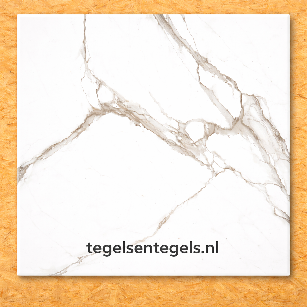 Vloertegels Squares Marmo Bianco mat, maat 100x100x1.0 cm.