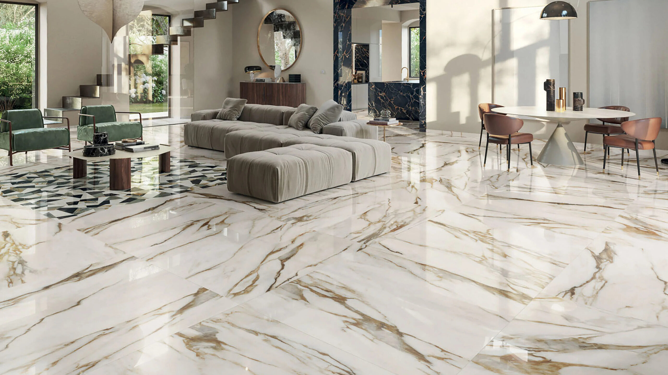 Vloertegels Squares Bene wit, maat 60x120x0.8 cm.