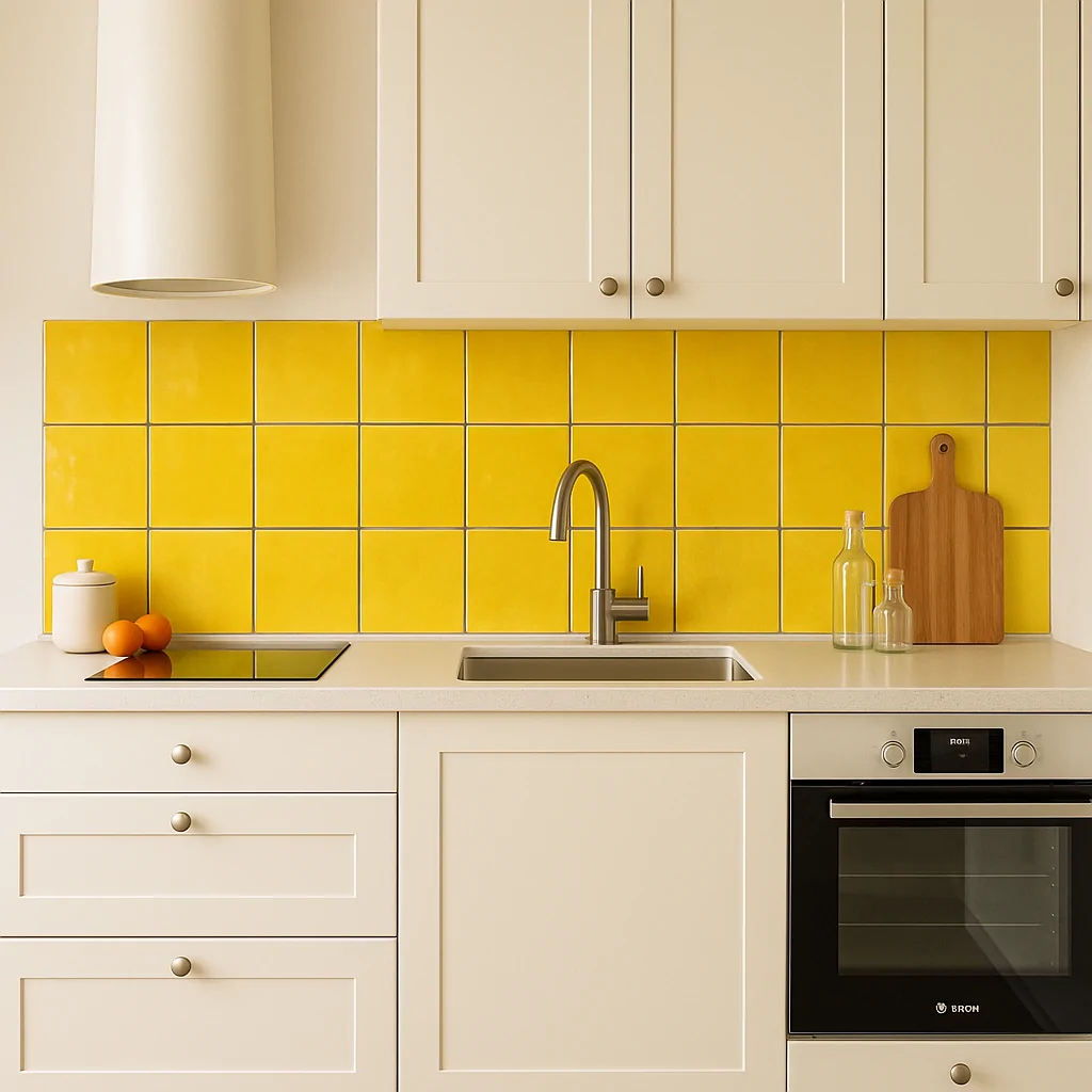 Wandtegels Ùnico Bellona yellow, maat 13x13x1.0 cm.