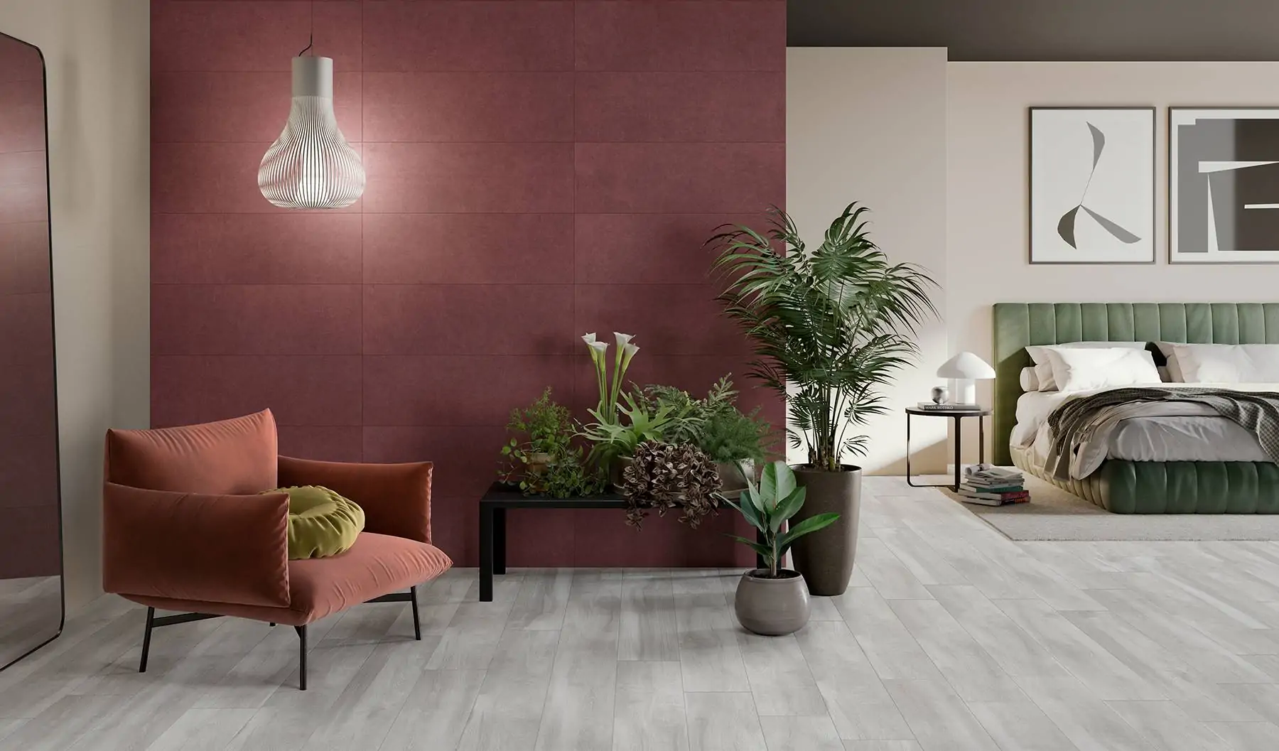 Wandtegels Ùnico, Bertinoro rood, maat 30x90x0.8 cm.