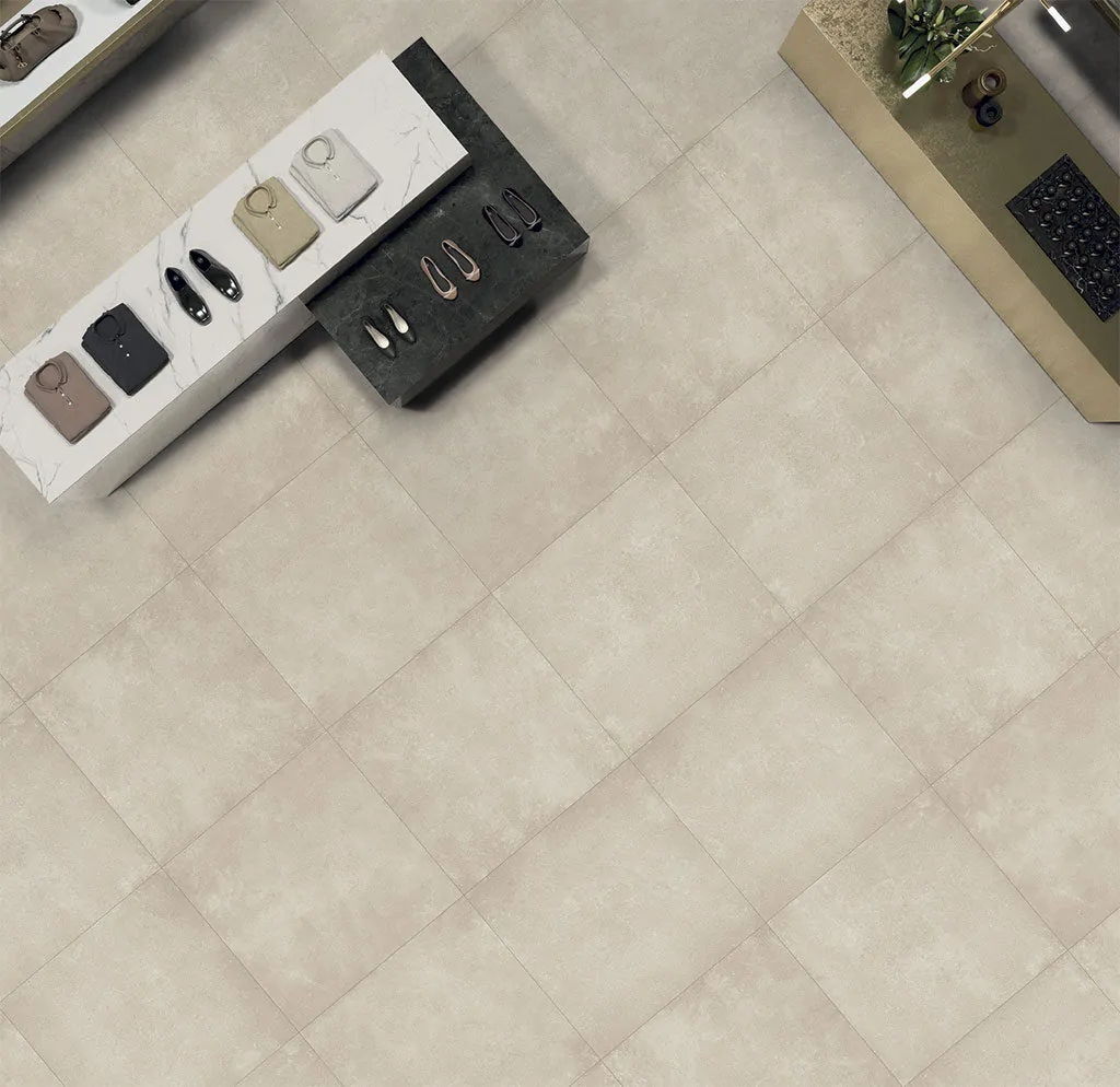 Vloertegels Squares Bene beige, maat 90x90x1.0 cm.