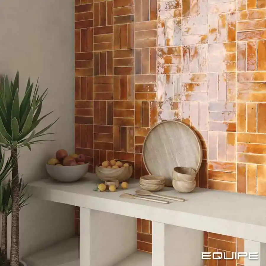 Wandtegels Ùnico, Bibbona burnt red maat 5.1x16.1x1.0 cm.